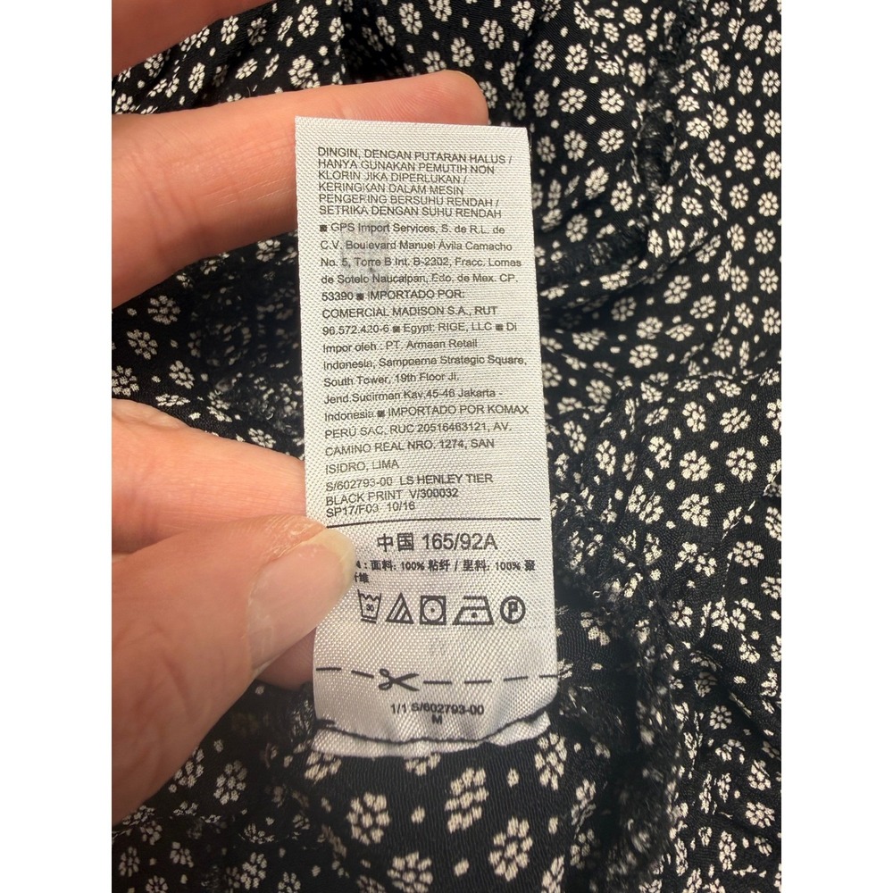 Old Navy Womens Black White Floral Long Sleeve Tiered Ruffle Midi Dress Size M - Picture 8 of 9